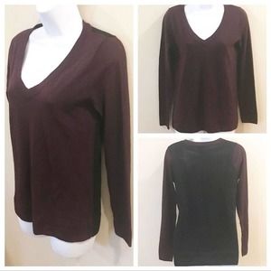 Club Monaco Italian Yarn ColorBlock Purple and Black Sweater S